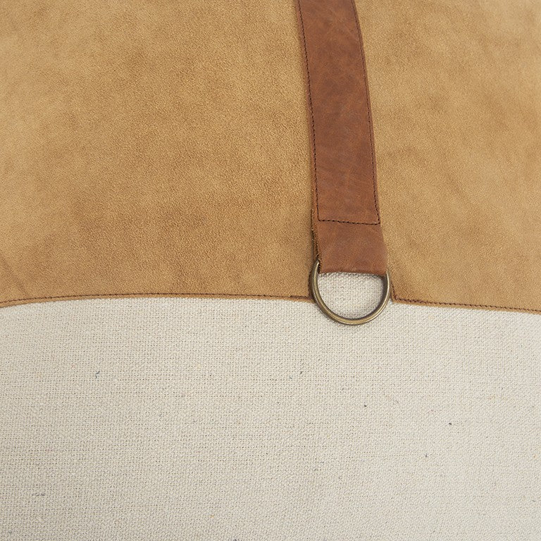 Brown Beige Leather Band Modern Throw Pillow