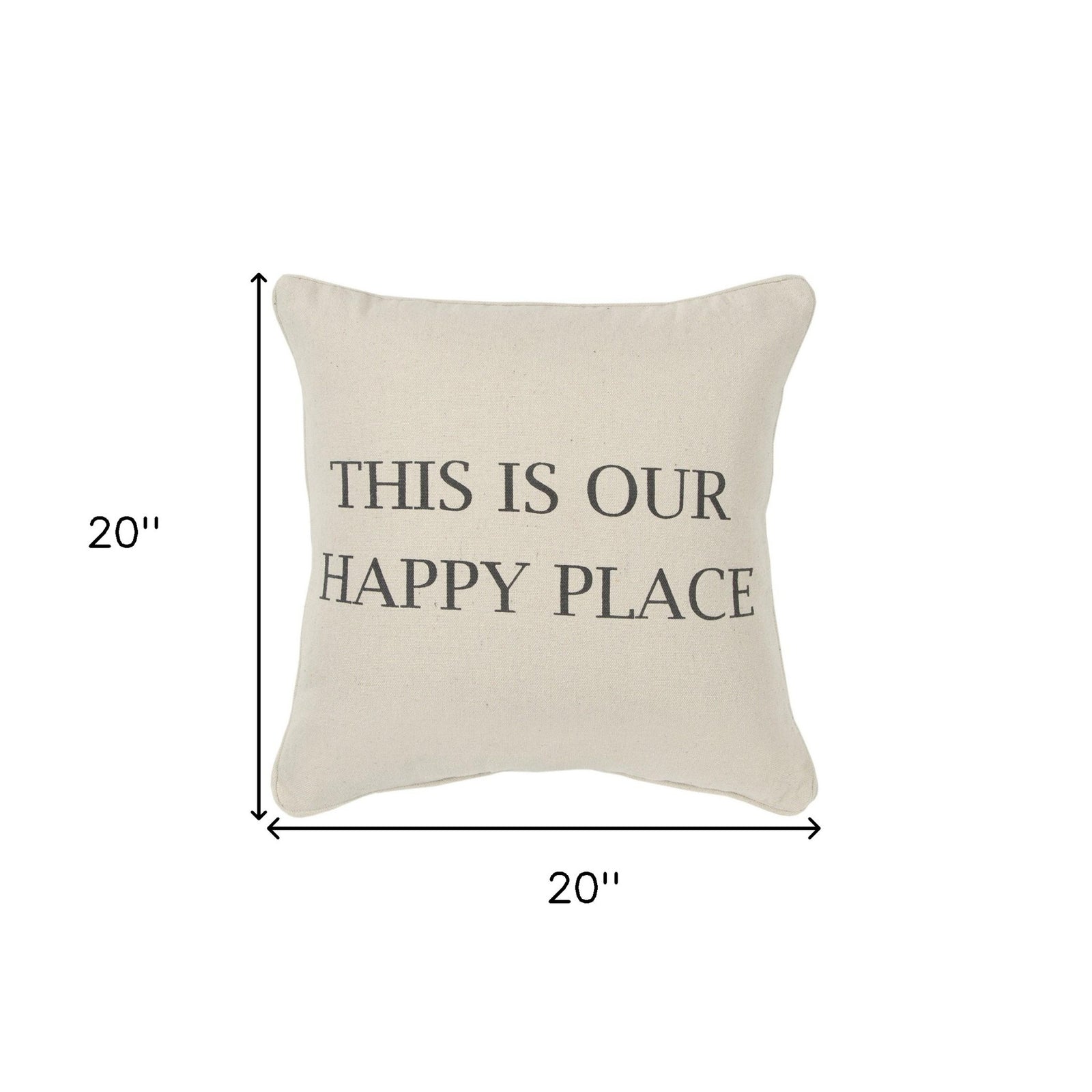 Gray Taupe Canvas Happy Place Throw Pillow