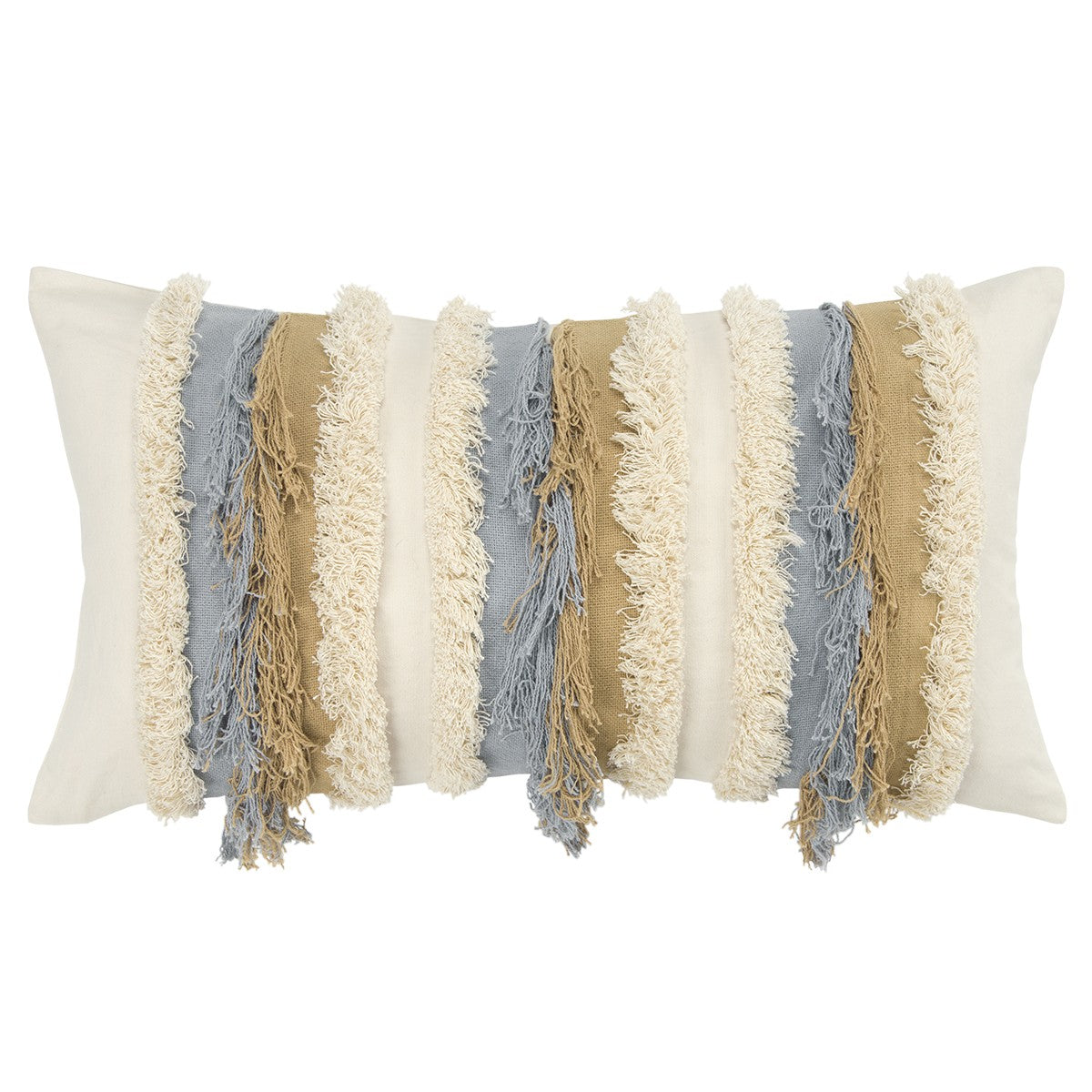 Ivory Beige Textural Strands Lumbar Pillow