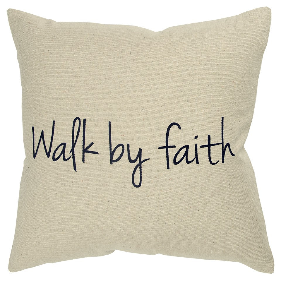 Black Taupe Canvas Walk by Faith Throw Pillow