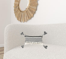 Black Ivory Ornate Panel and Tassel Lumbar Pillow