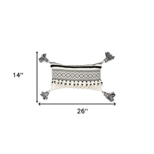 Black Ivory Ornate Panel and Tassel Lumbar Pillow