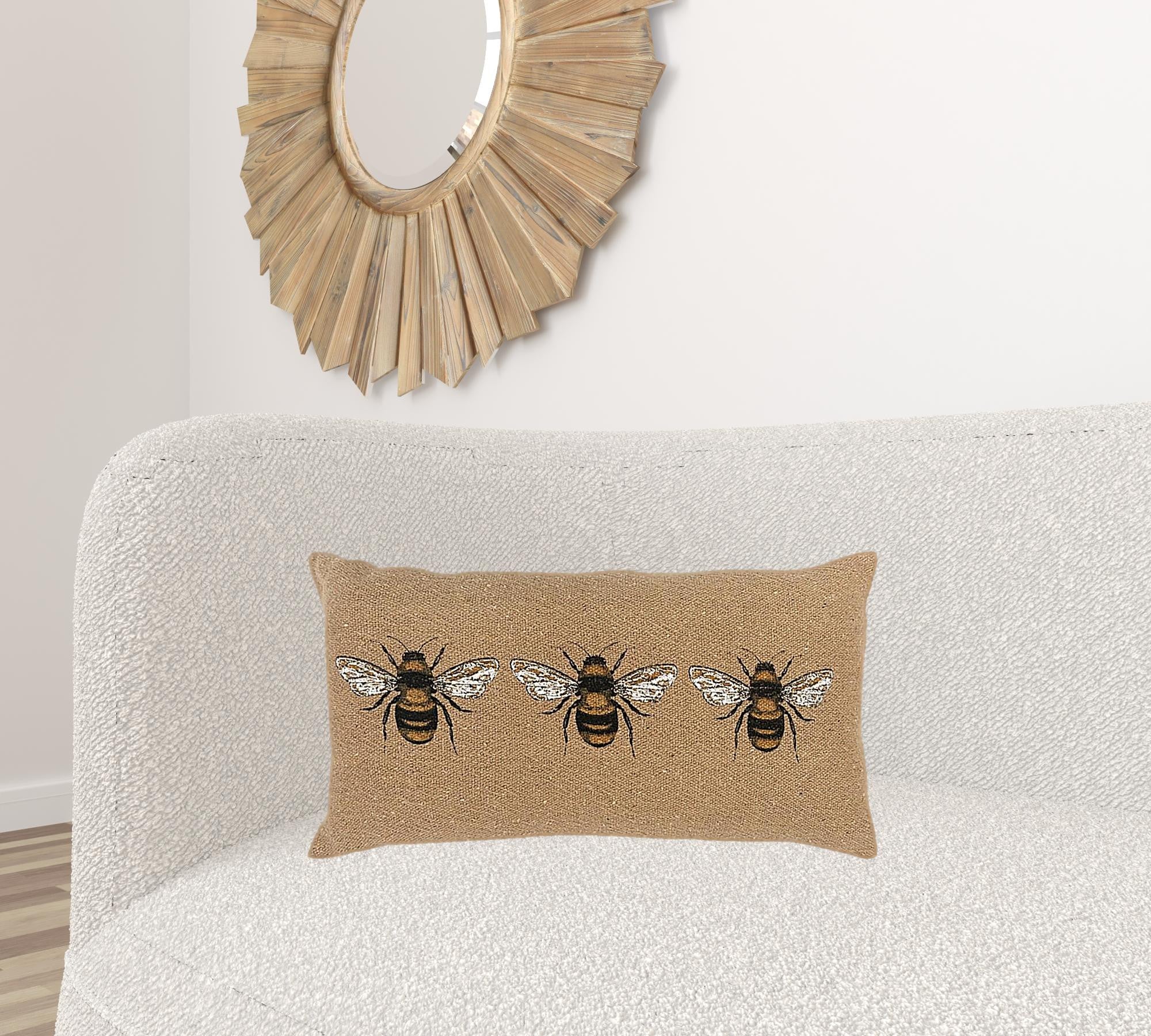 Cojín lumbar decorativo Tan Honeybees Trio