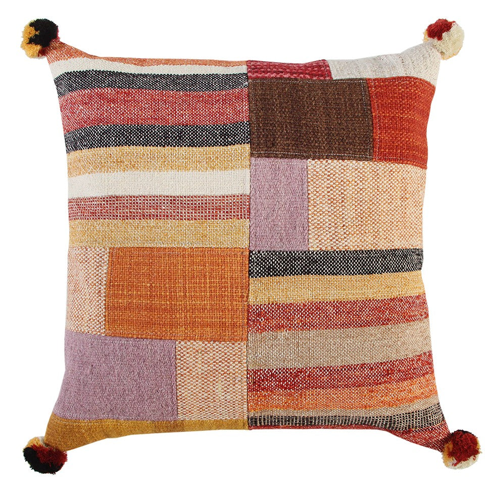 Orange Brown Accent Stitched Throw Pillow