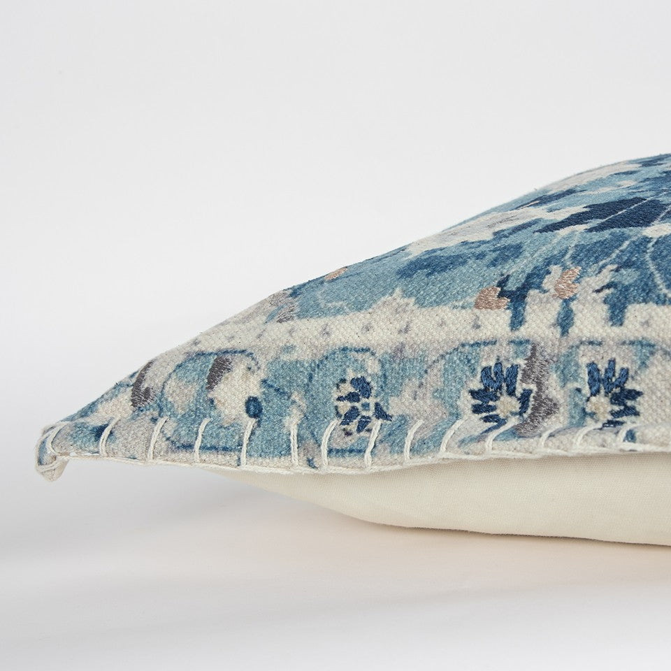 Azul Blanco Abstracto Artesanal Cojín