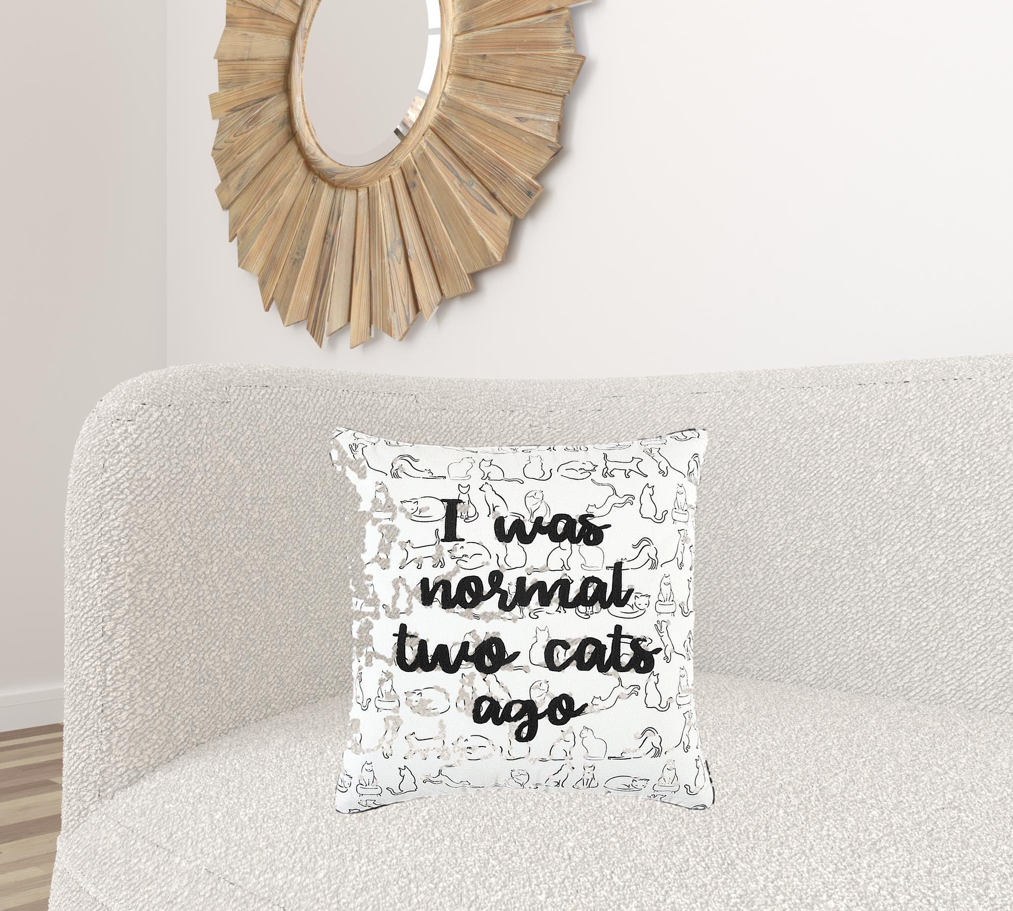 Black and White Cat Postures Throw Pillow