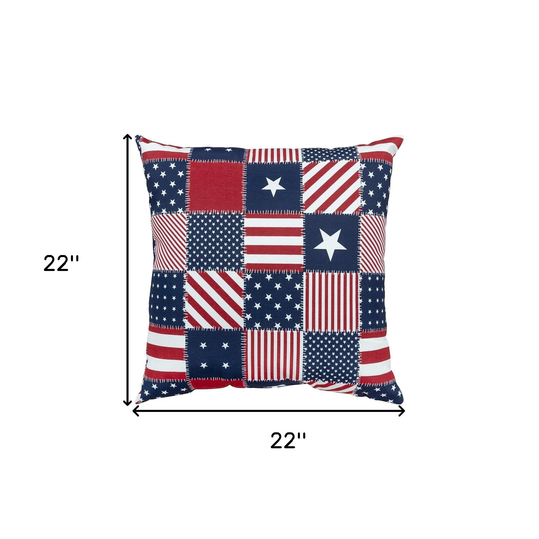 Red Blue American Flag Indoor Outdoor Throw Pillow