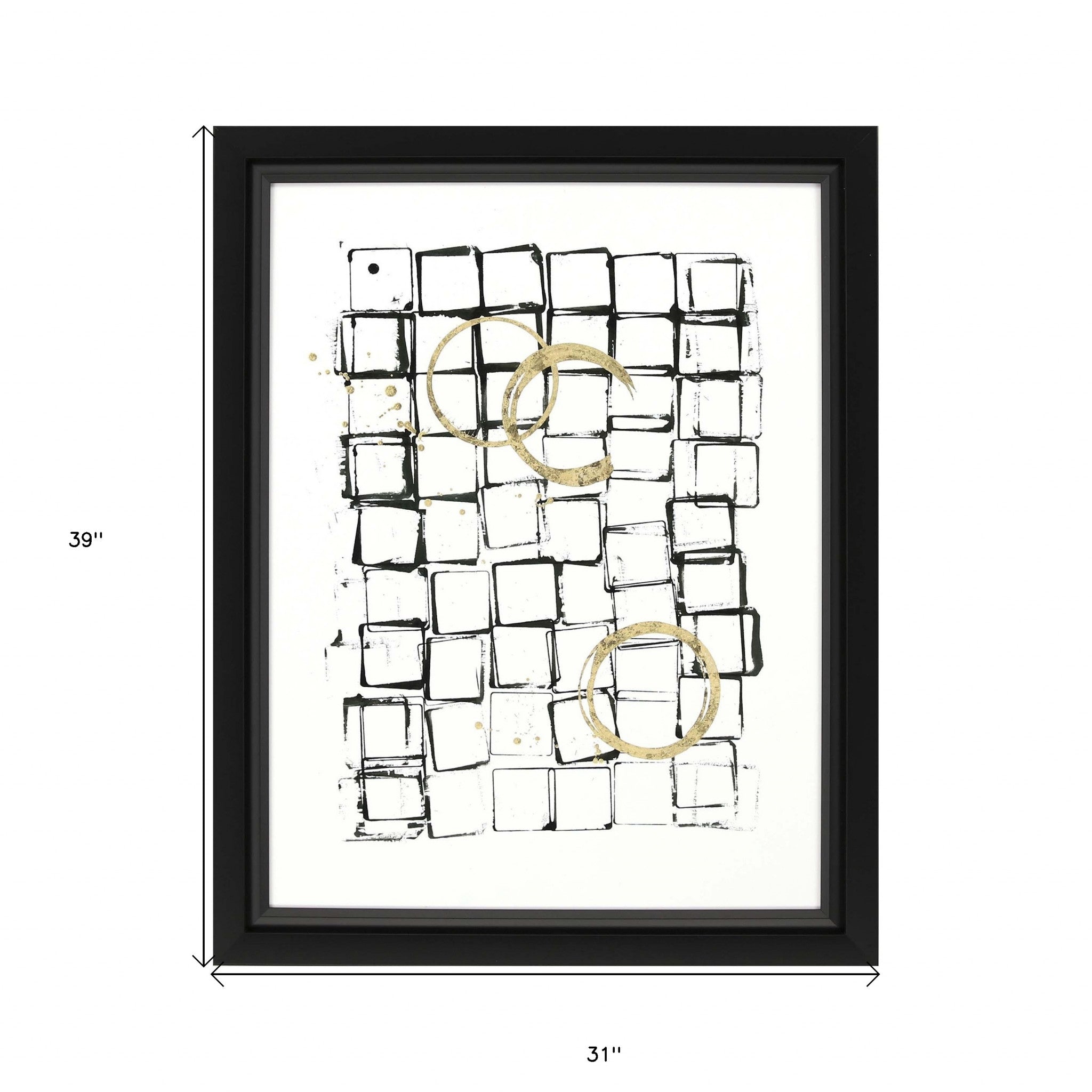 Necessary Objects Black White and Gold Abstract Black Shadowbox Print Wall Art