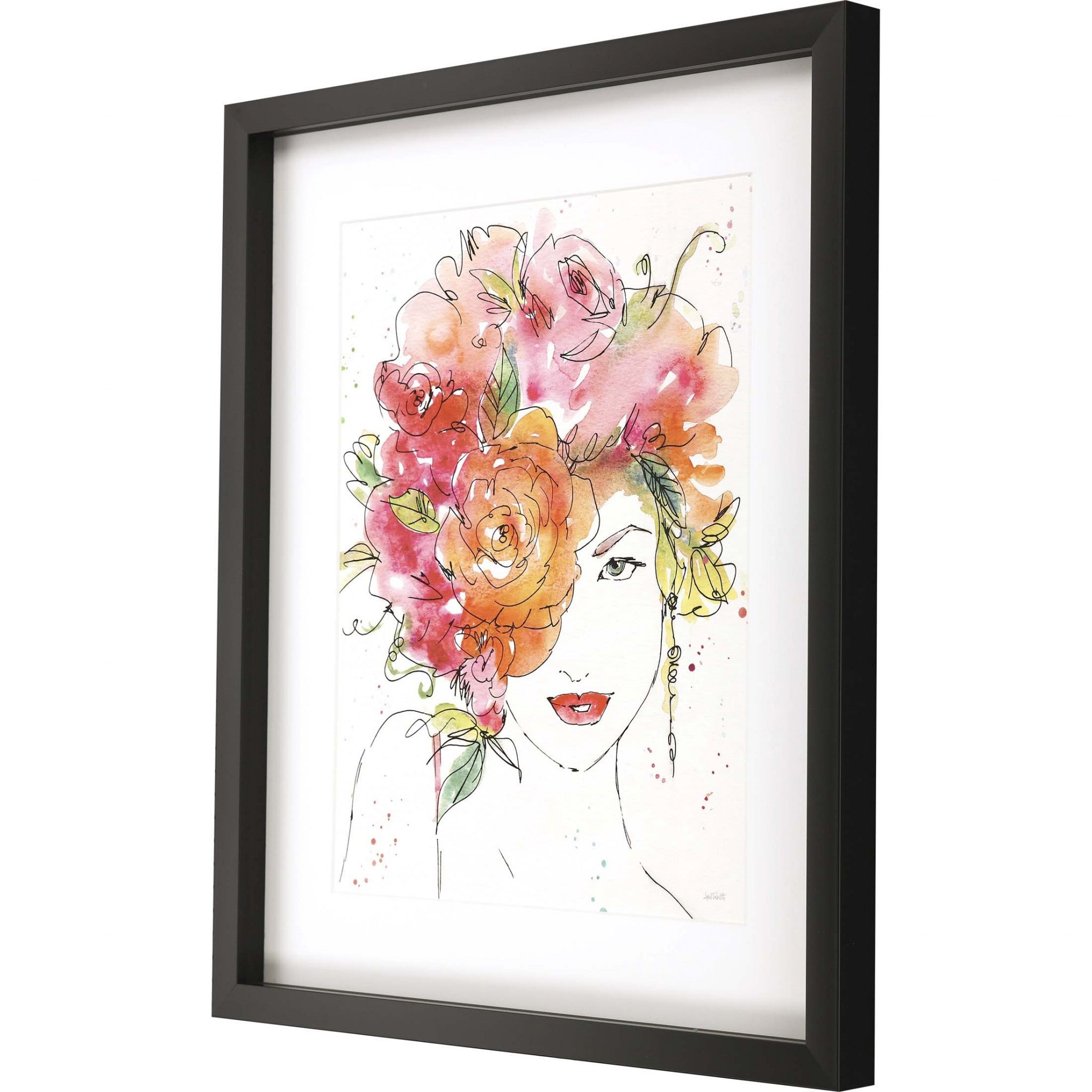 Floral Figure II Lady Blossom Black Shadowbox Print Wall Art