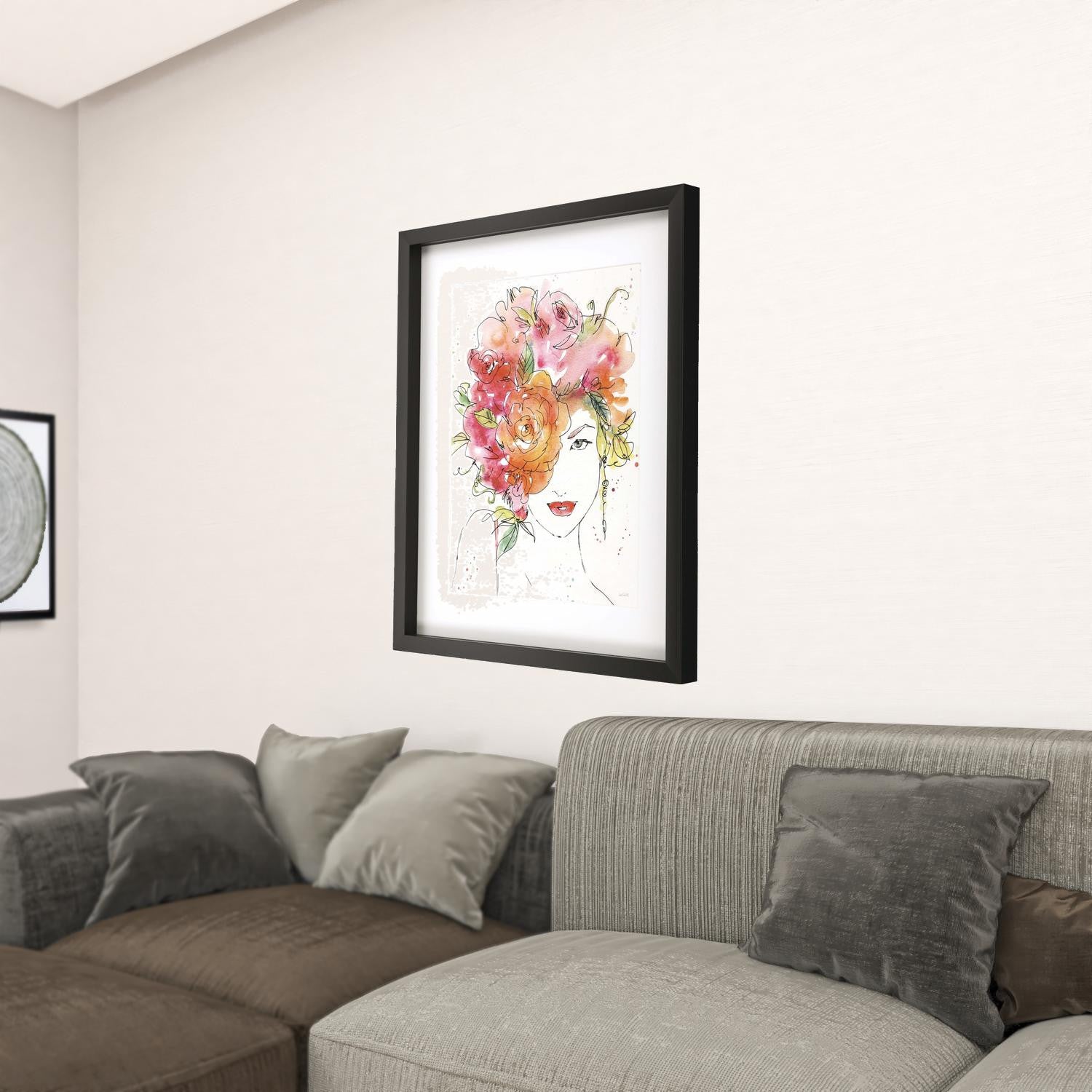 Floral Figure II Lady Blossom Black Shadowbox Print Wall Art