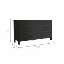 Black Six Drawer Double Dresser 58