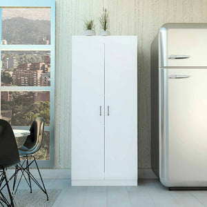 63” Classic White Pantry Cabinet with Two Full Size Doors