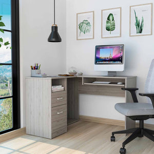 Thorpe Light Gray L Shaped Computer Desk