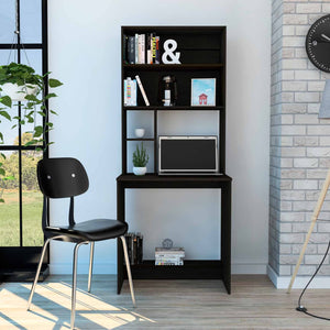 Milo Black Computer Desk with Hutch