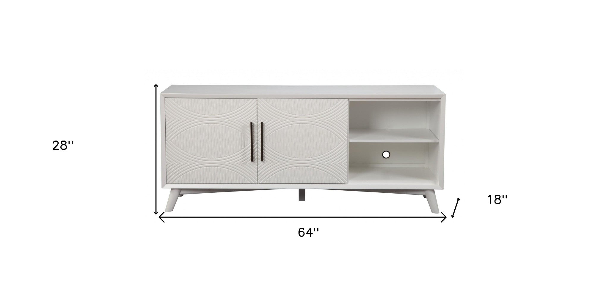 Stylish White Textured Mid Century Mod TV Console