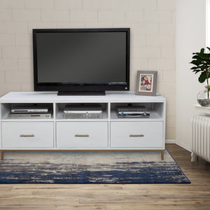 Glam White and Gold TV Console