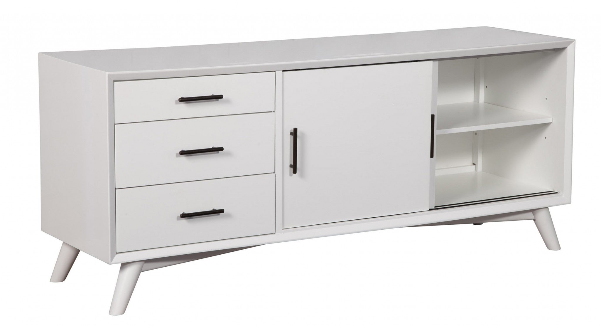 Flair 64" White Mid Century Mod TV Console