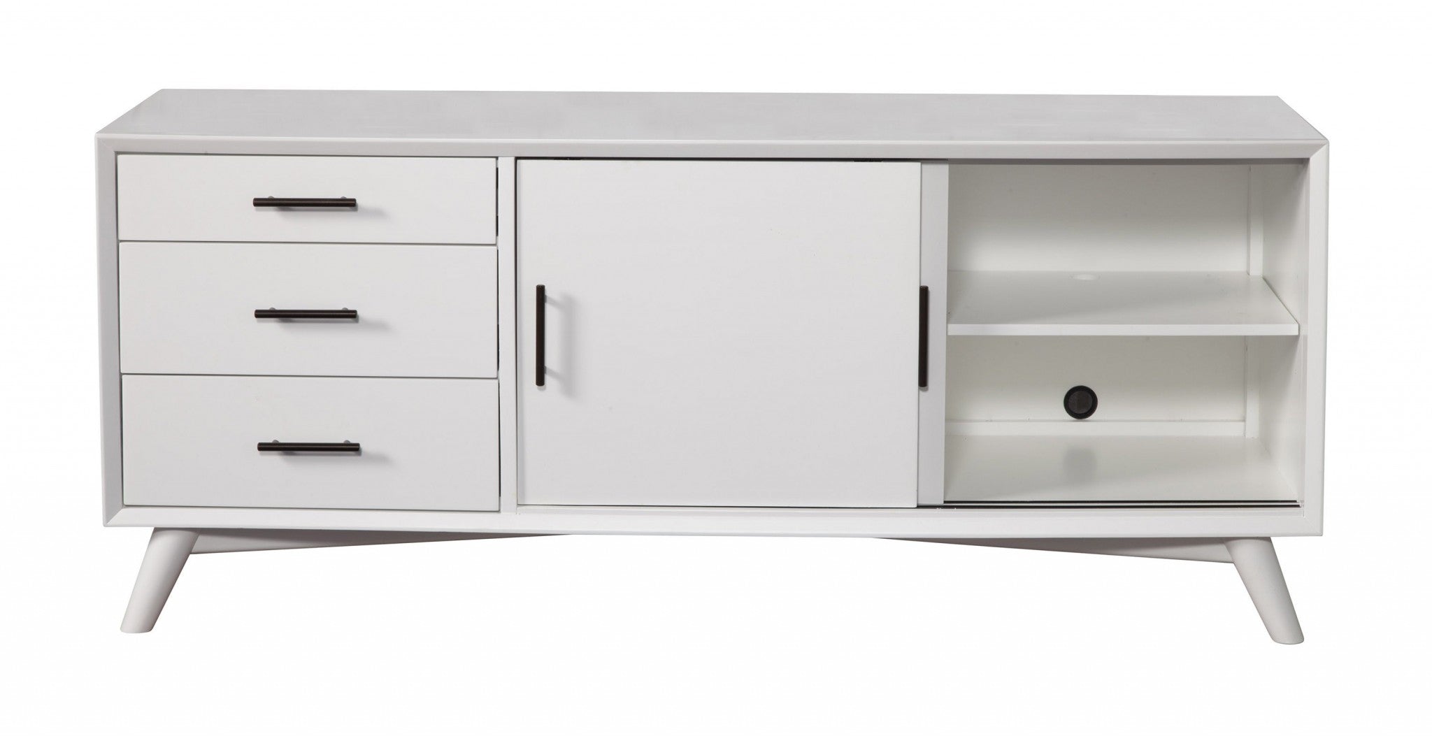 Flair 64" White Mid Century Mod TV Console