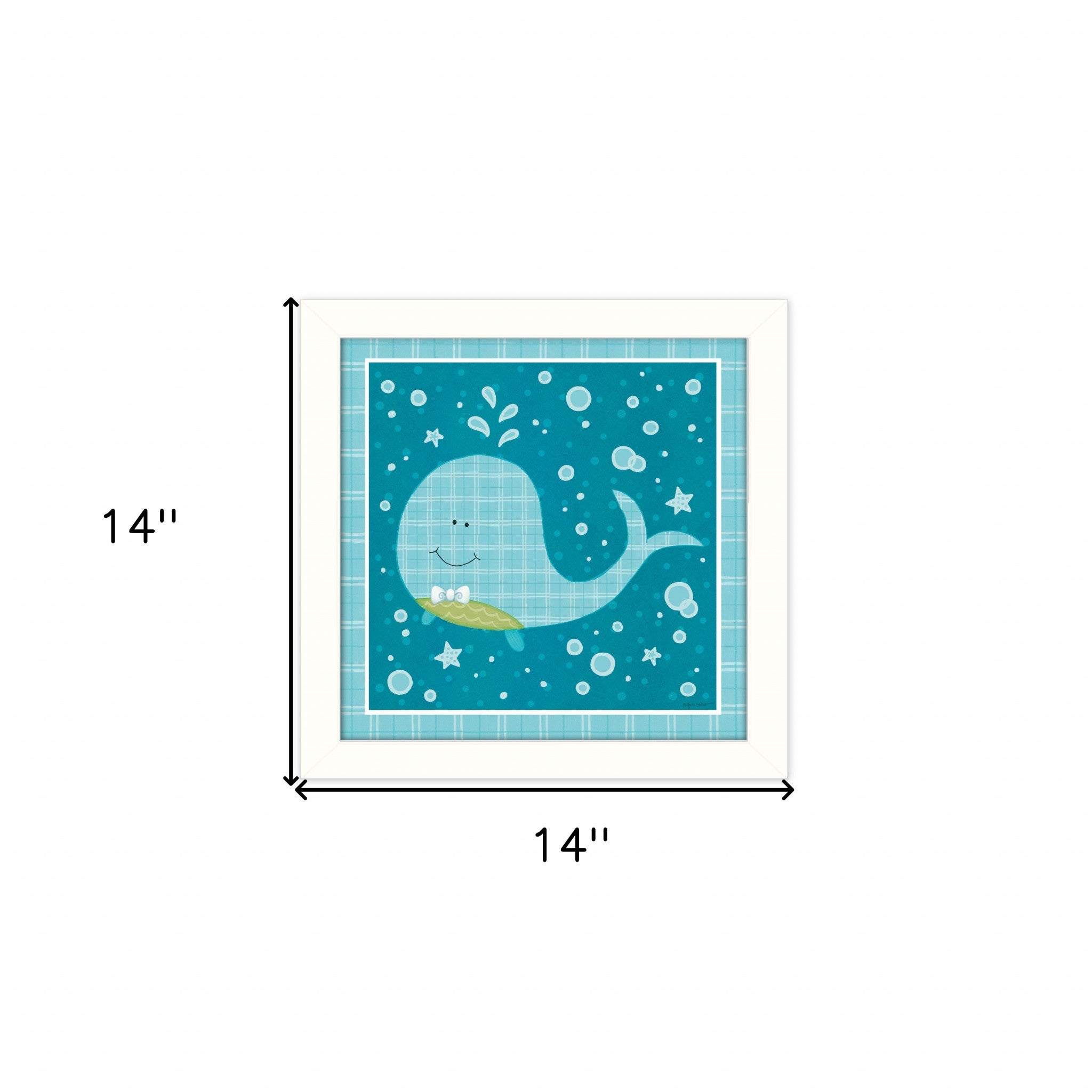 Aqua Blue Baby Whale White Framed Print Wall Art