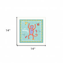 Aqua Blue Baby Monkey White Framed Print Wall Art