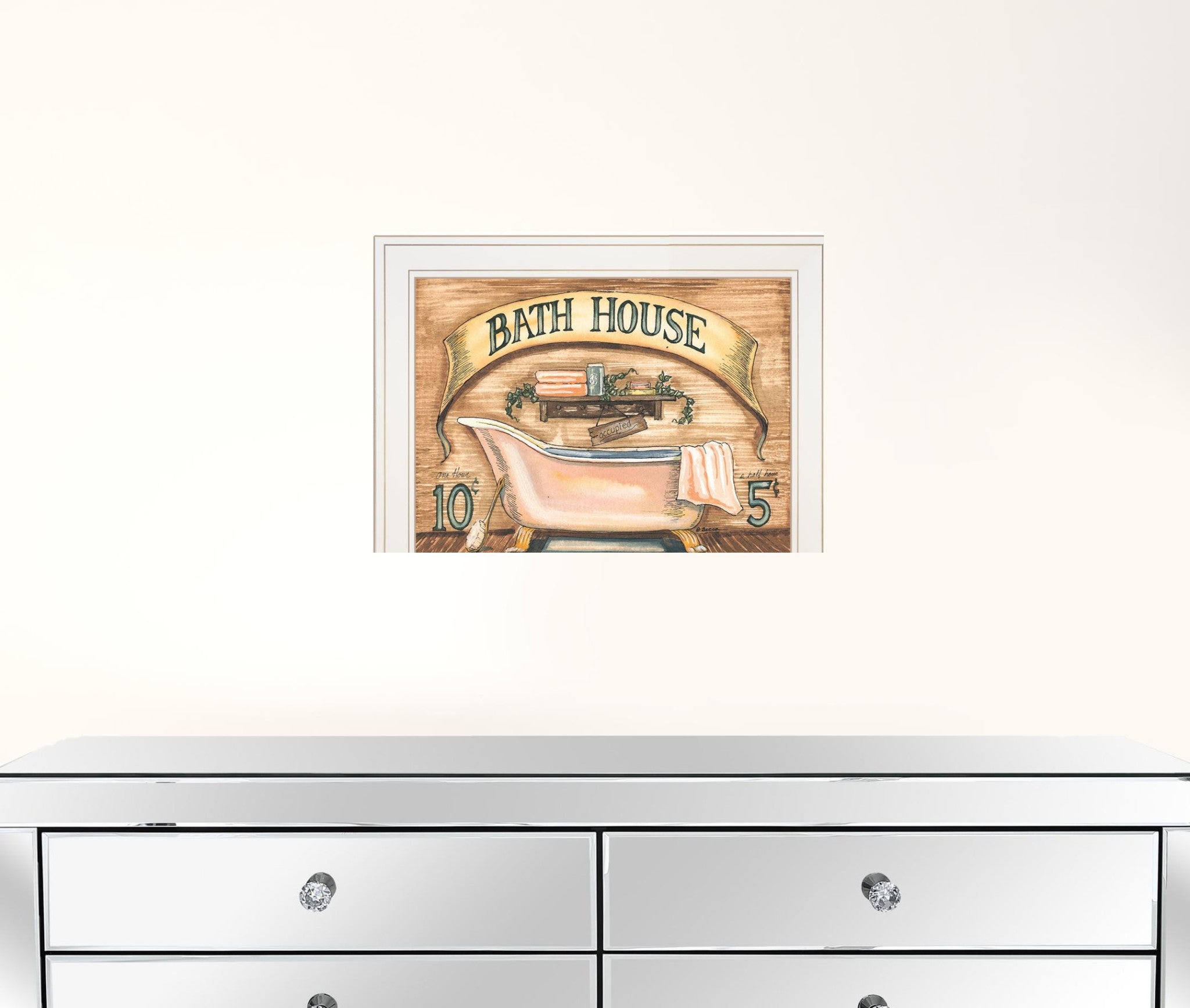 Bath House Bath Tub White Framed Print Wall Art