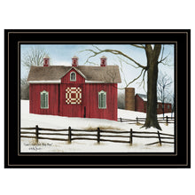 Lovers Knot Quilt Red Barn Black Framed Print Wall Art