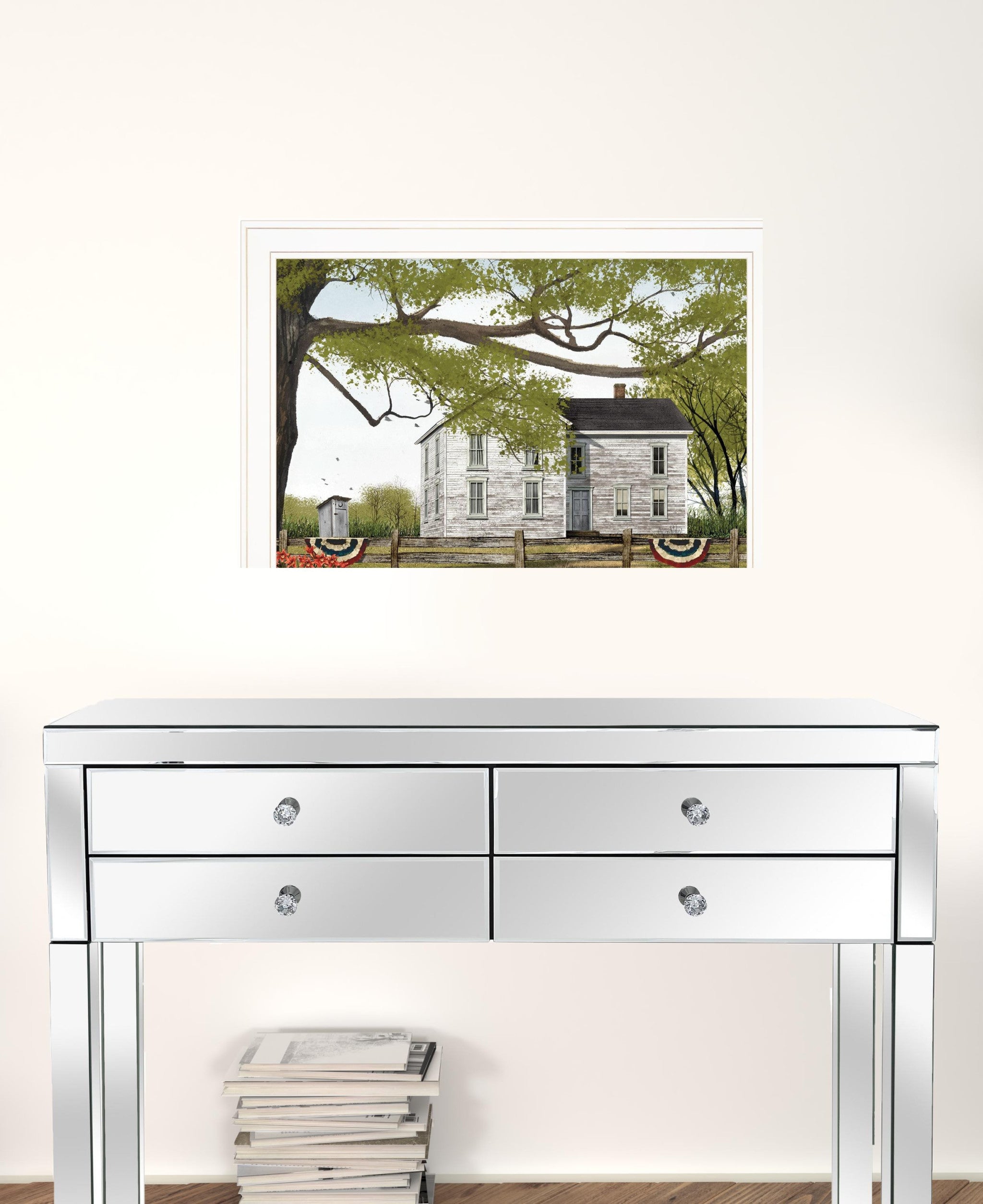 Vintage White Farmhouse Framed Print Wall Art