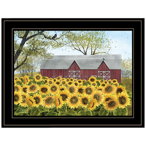 Sunflower Barn Black Framed Print Wall Art