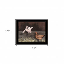 Pig and Chicken on the Farm Black Framed Print Wall Art