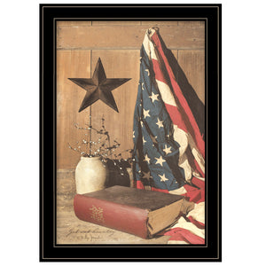 God And Country 6 Black Framed Print Wall Art