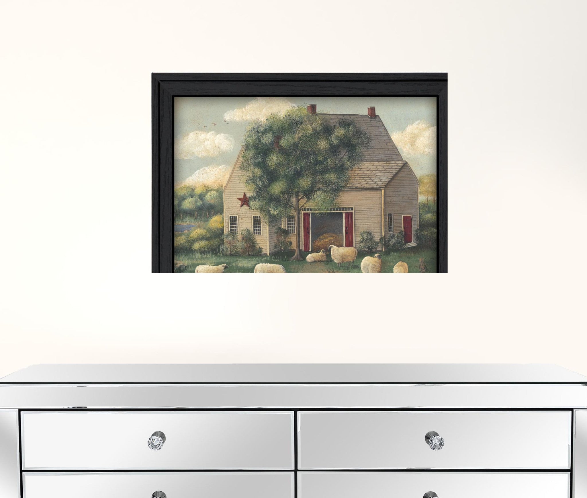 Wooly Sheep Black Framed Print Wall Art