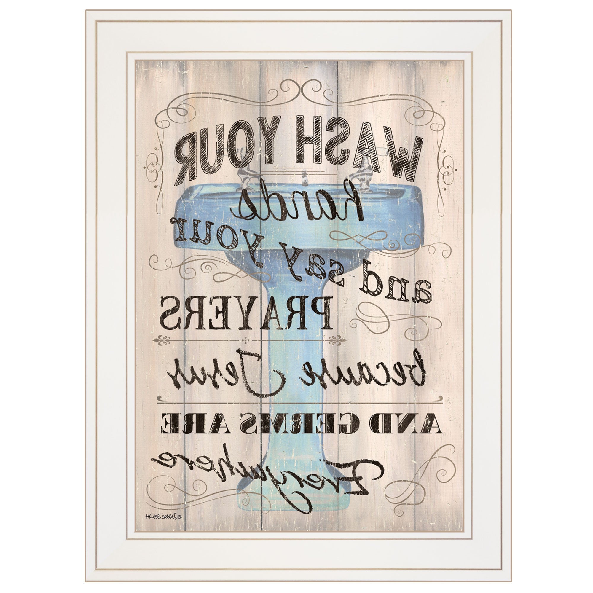 Bathroom Humor 1 White Framed Print Wall Art