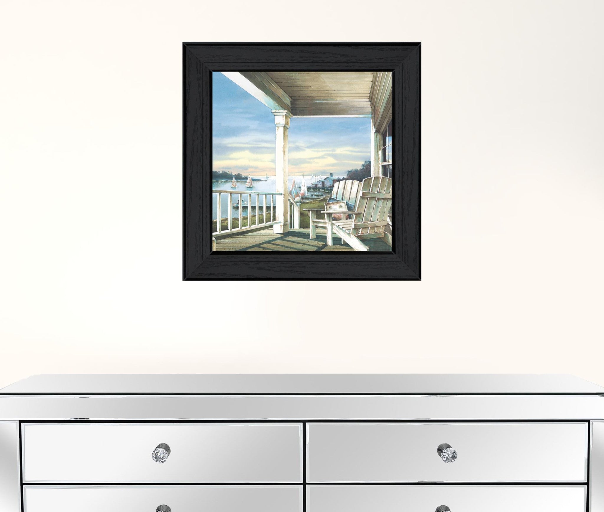 Front Porch Coastal Sunset Black Framed Print Wall Art