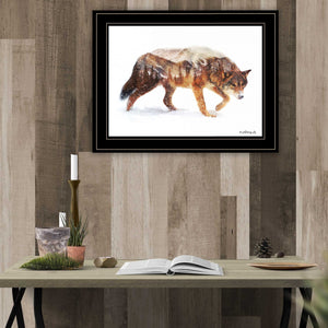 Arctic Wolf 2 Black Framed Print Wall Art