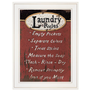 Laundry Rules 3 White Framed Print Laundry Wall Art