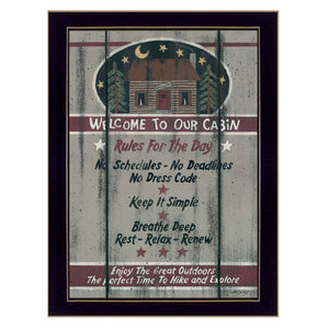 Cabin Rules 6 Black Framed Print Wall Art
