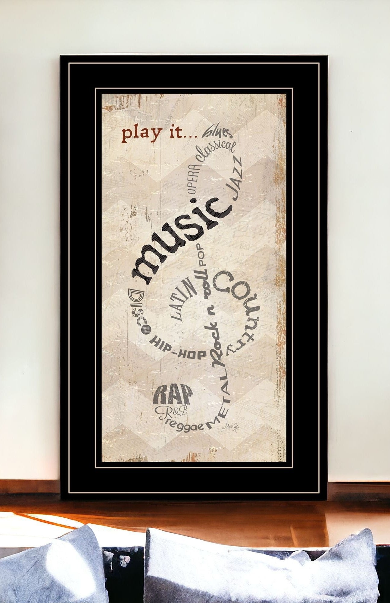 Play It 2 Black Framed Print Wall Art