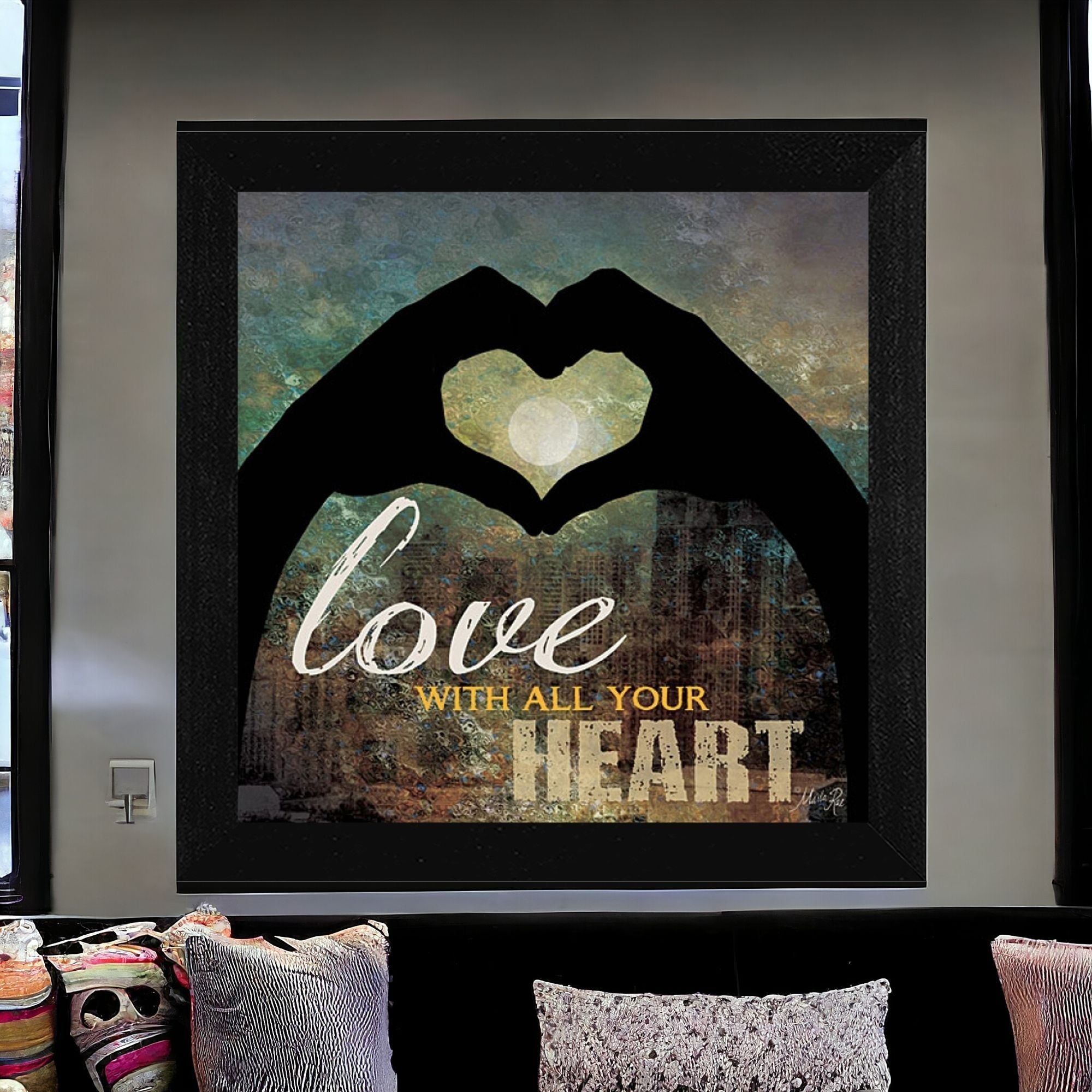 Love With All Your Heart 2 Black Framed Print Wall Art