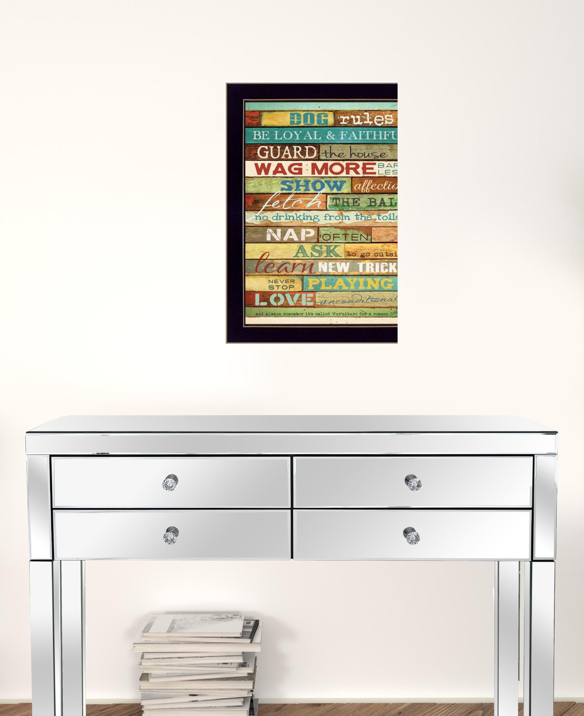 Dog Rules 8 Black Framed Print Wall Art