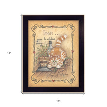 Iron Your Troubles Kitty Cat Black Framed Print Wall Art