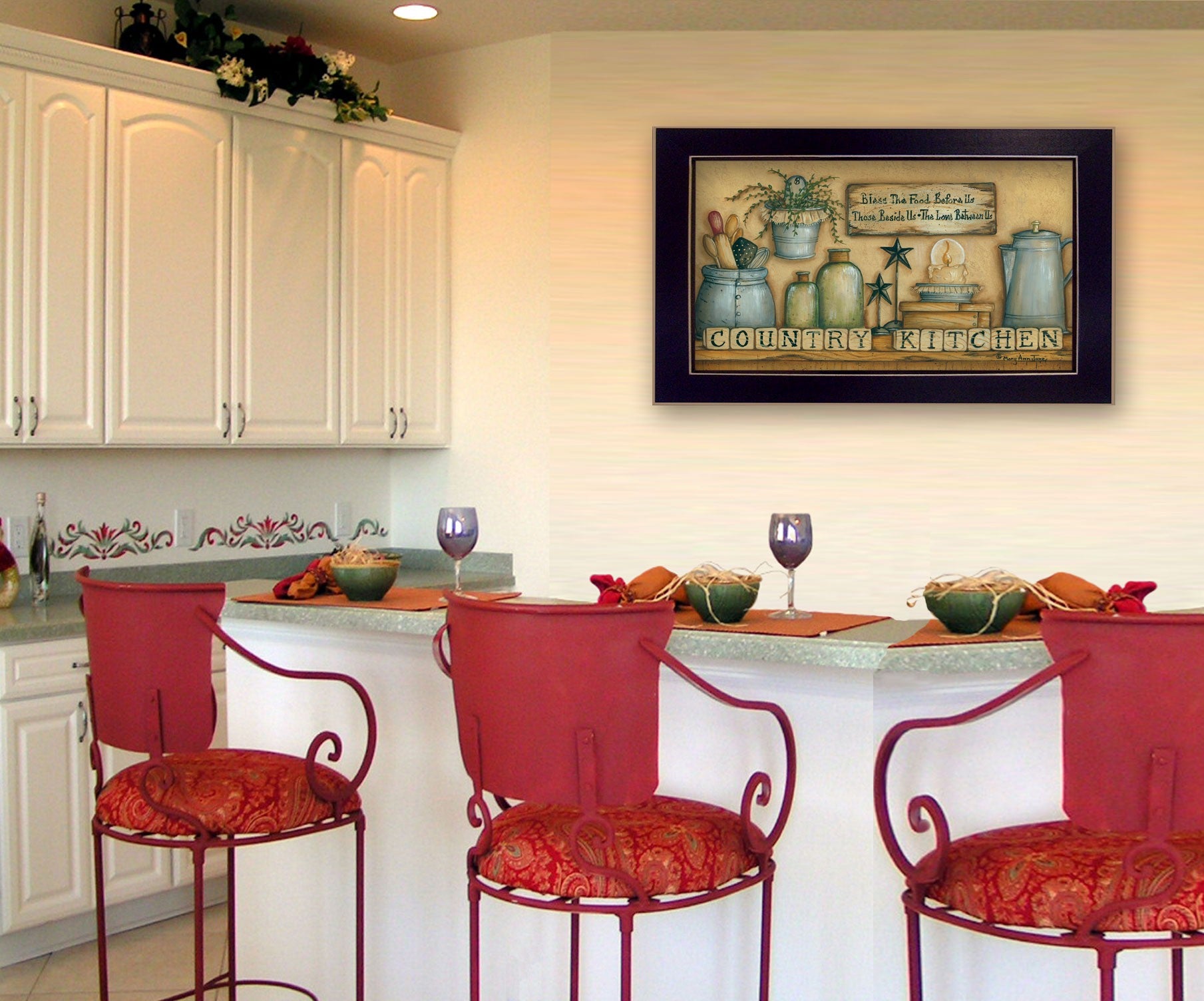 Country Kitchen 2 Black Framed Print Wall Art