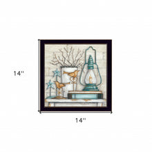Lantern On Books 1 Black Framed Print Wall Art