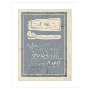 Brush Teeth 1 White Framed Print Wall Art
