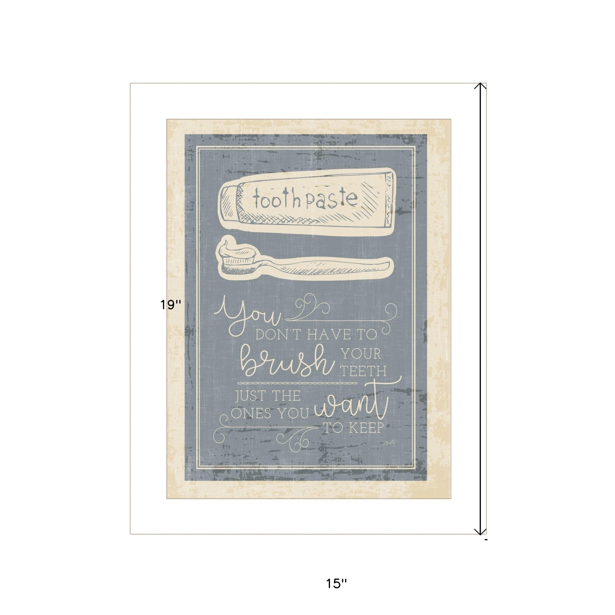 Brush Teeth 1 White Framed Print Wall Art