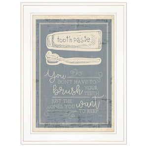 Brush Teeth 2 White Framed Print Wall Art