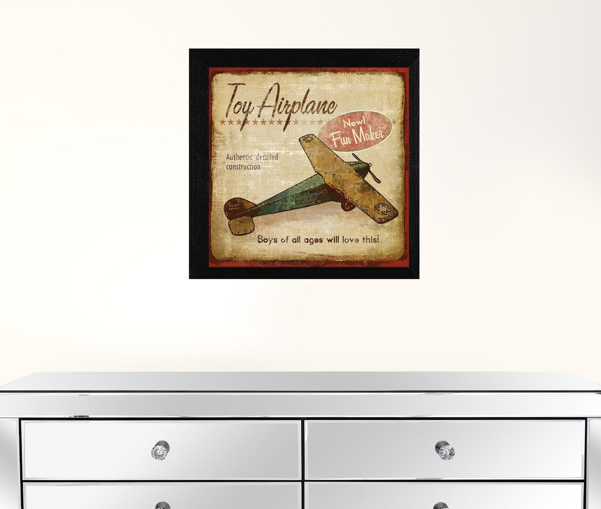 Toy Airplane Black Framed Print Wall Art
