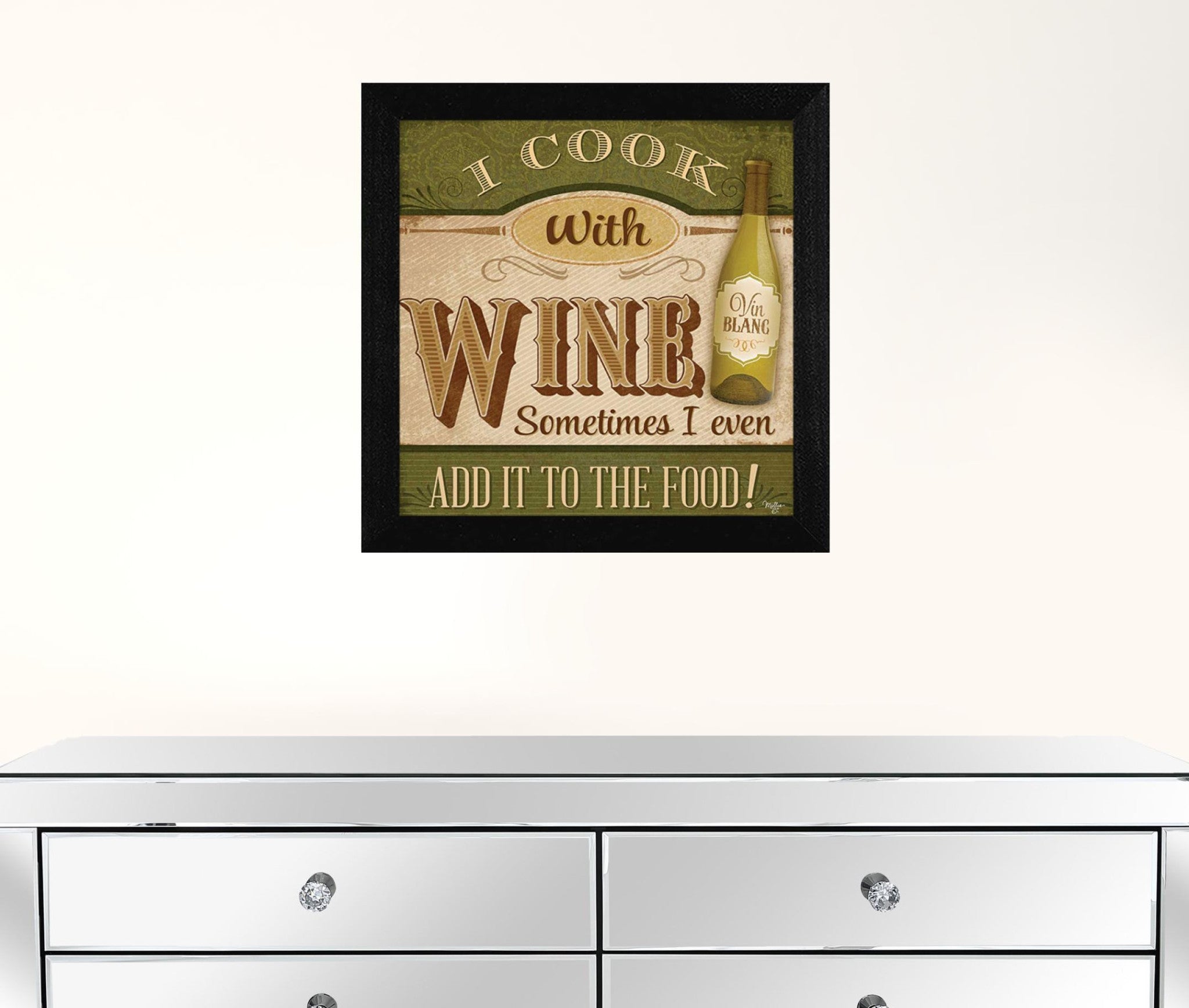 I Cook With Wine Black Framed Print Kitchen Wall Art