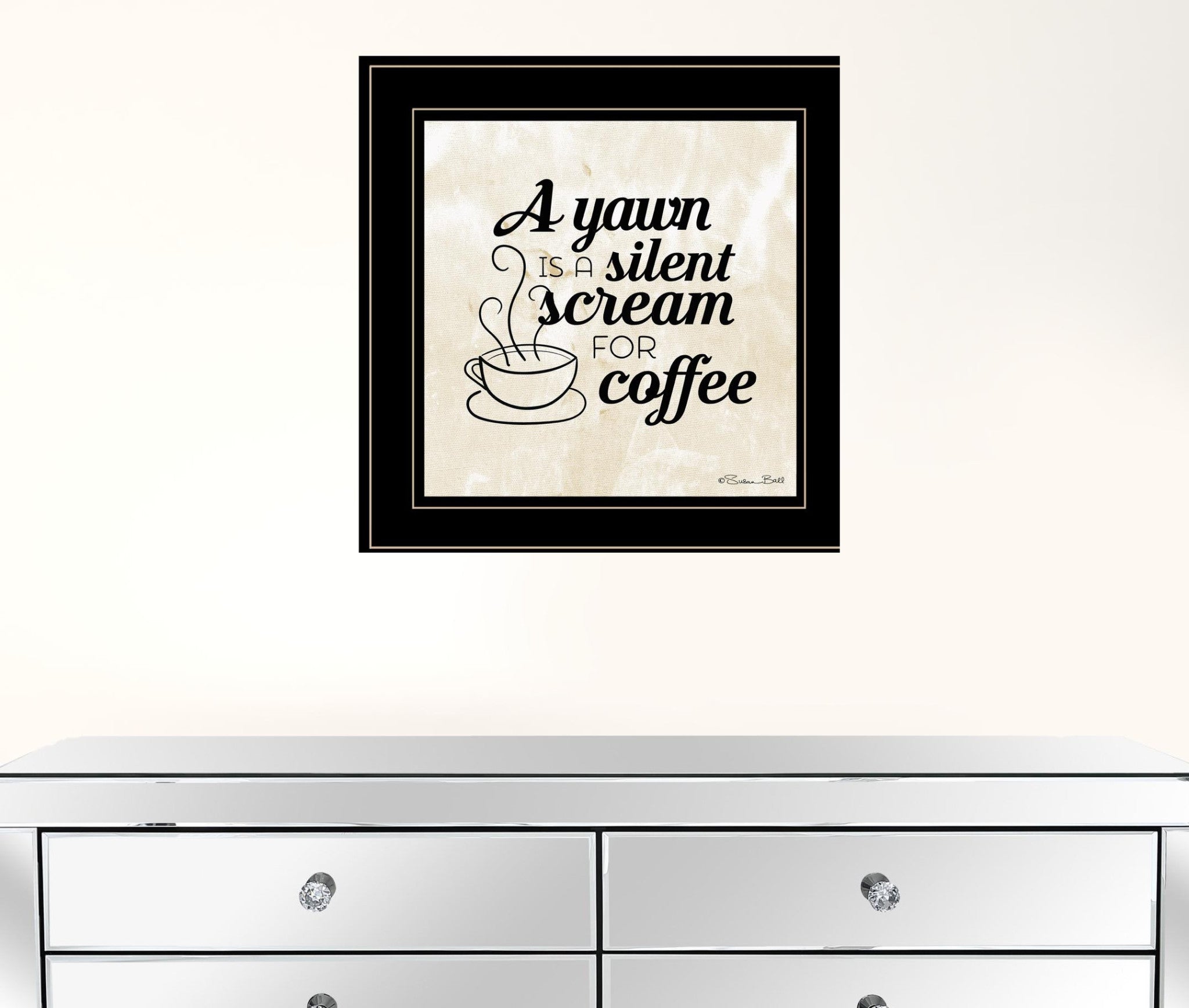 A Silent Scream For Coffee 2 Black Framed Print Wall Art