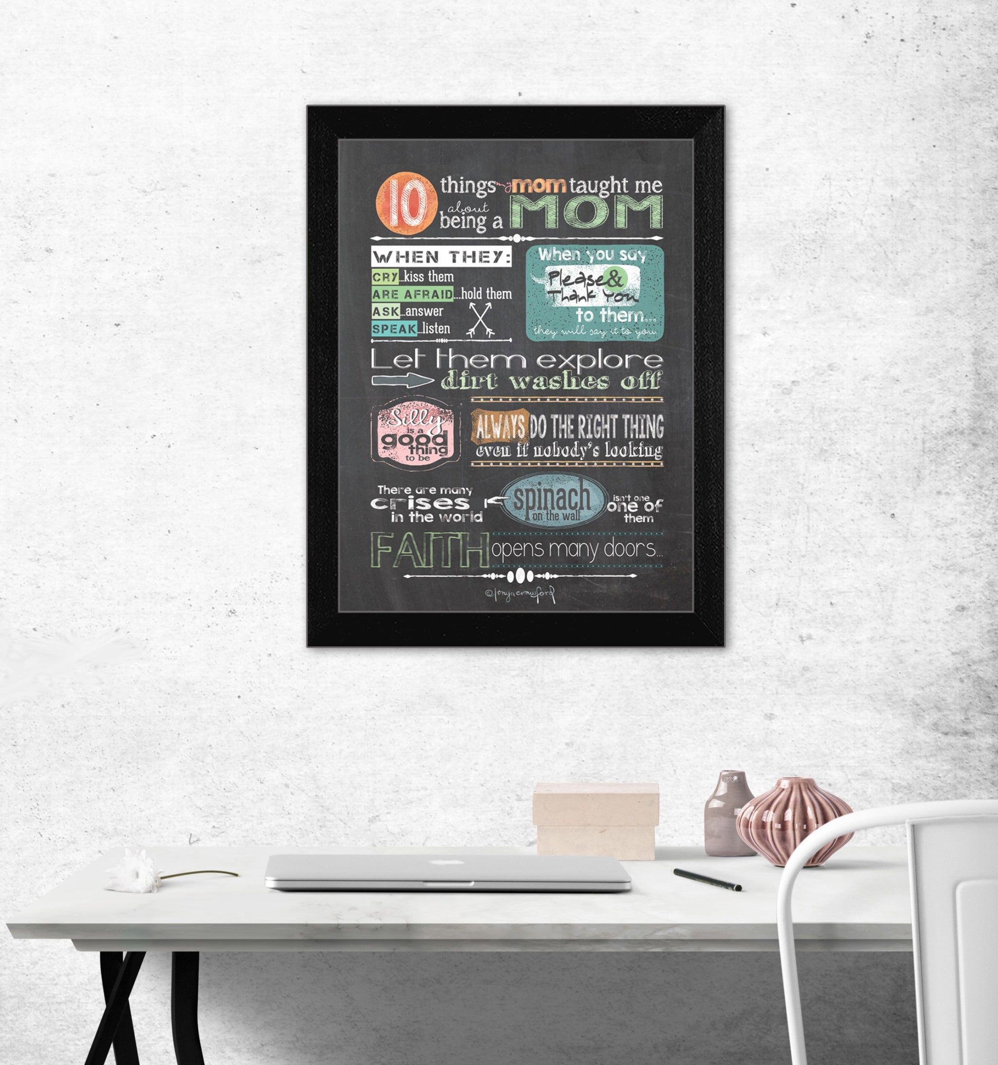 Reminders From Mom Black Framed Print Wall Art