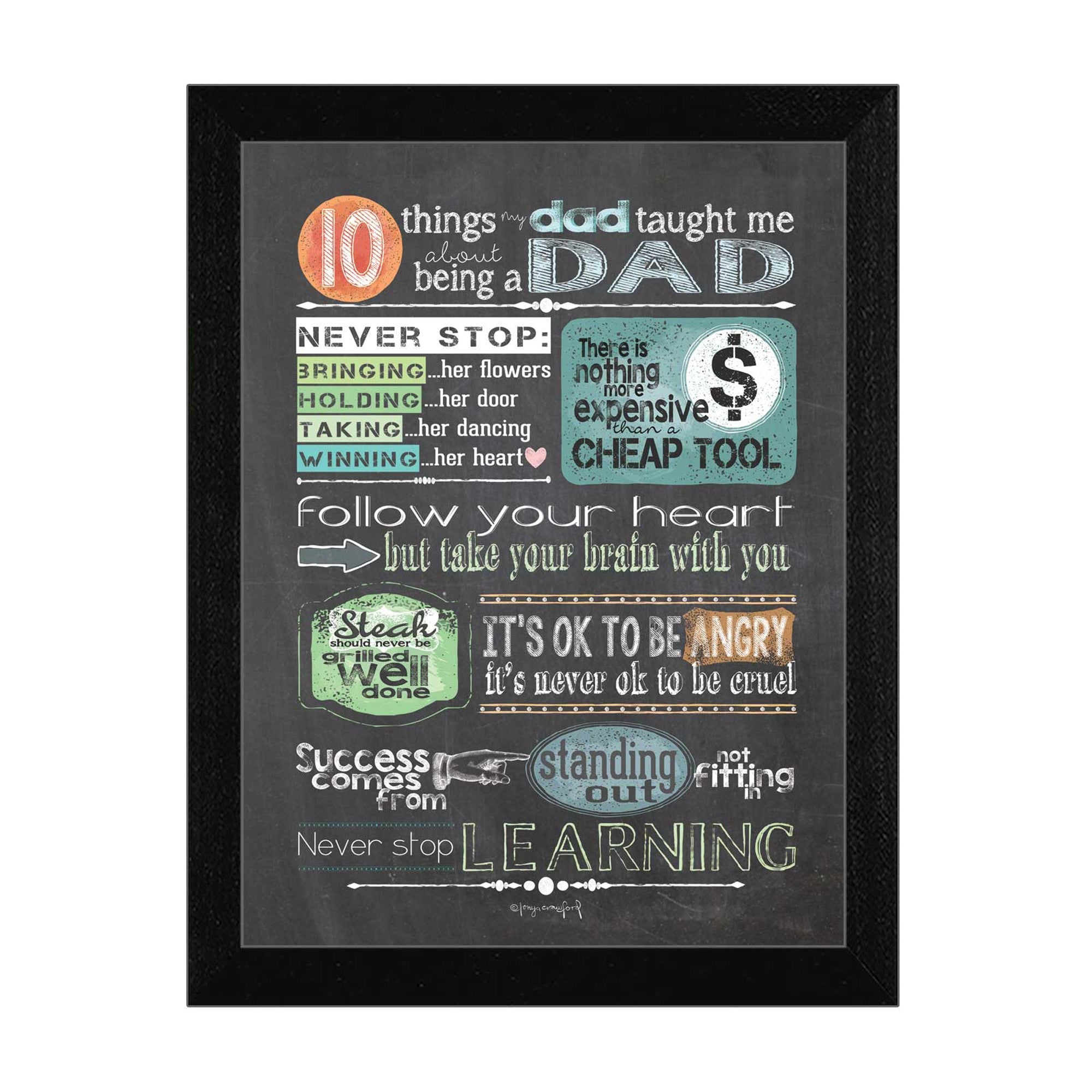 Reminders From Dad Black Framed Print Wall Art